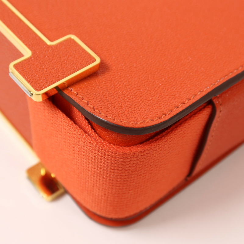 HERMES Chevre皮革Geta肩背袋Capucine-14