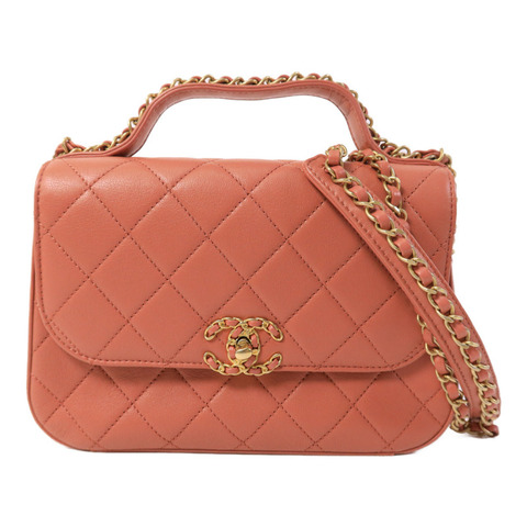 CHANEL 牛皮皮革Top Handle Messenger手挽肩背兩用袋