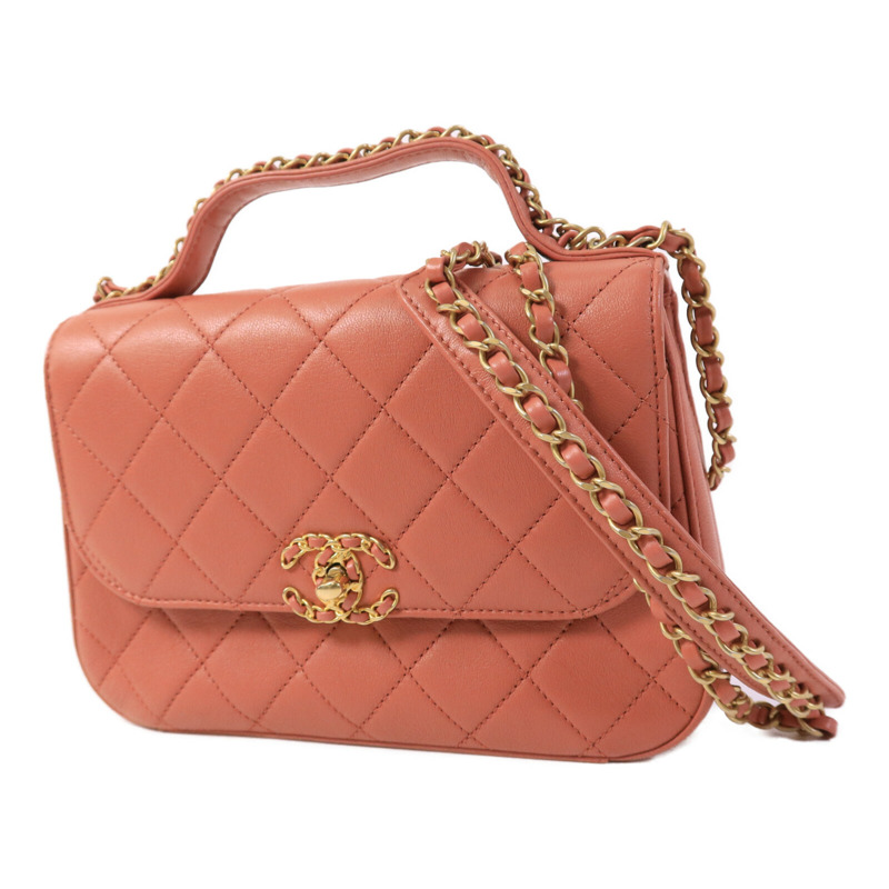 CHANEL 牛皮皮革Top Handle Messenger手挽肩背兩用袋-2