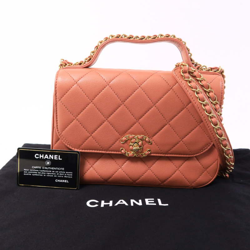 CHANEL 牛皮皮革Top Handle Messenger手挽肩背兩用袋-9