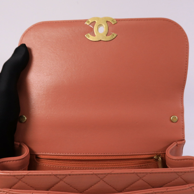 CHANEL 牛皮皮革Top Handle Messenger手挽肩背兩用袋-14