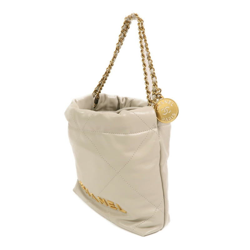 CHANEL 牛皮皮革Chanel 22 Mini鏈帶手挽肩背兩用袋-2