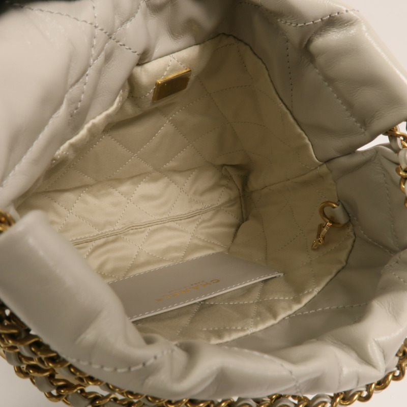 CHANEL 牛皮皮革Chanel 22 Mini鏈帶手挽肩背兩用袋-4