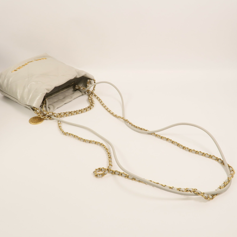 CHANEL 牛皮皮革Chanel 22 Mini鏈帶手挽肩背兩用袋-7