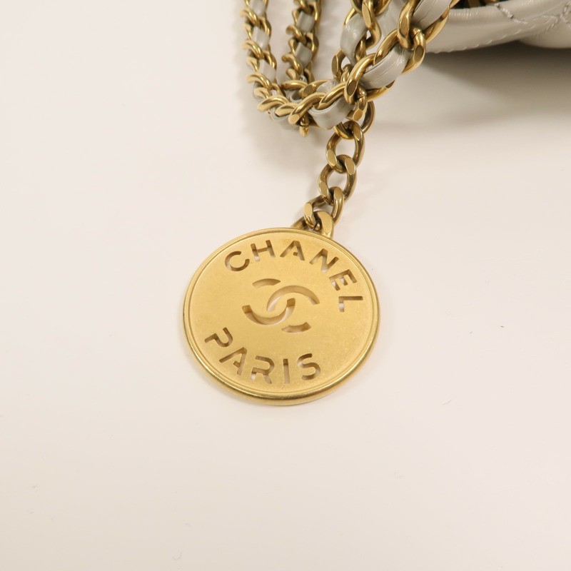 CHANEL 牛皮皮革Chanel 22 Mini鏈帶手挽肩背兩用袋-9