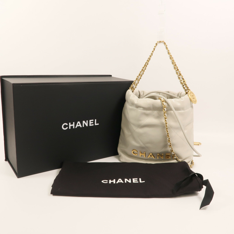 CHANEL 牛皮皮革Chanel 22 Mini鏈帶手挽肩背兩用袋-10