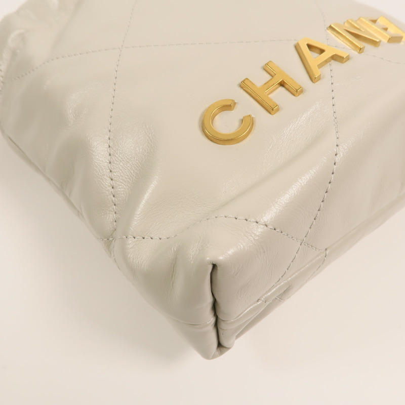 CHANEL 牛皮皮革Chanel 22 Mini鏈帶手挽肩背兩用袋-12