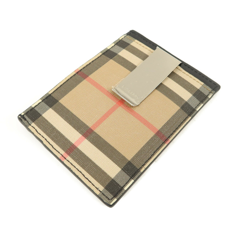 BURBERRY 牛皮皮革/塗層帆布Money Clip Card Case卡片套-2