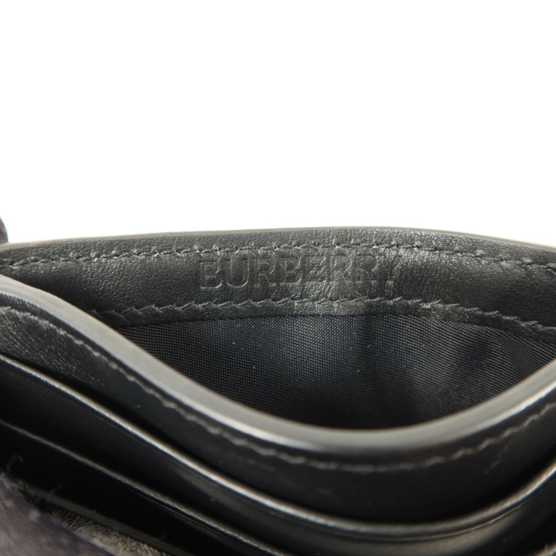BURBERRY 牛皮皮革/塗層帆布Money Clip Card Case卡片套-5