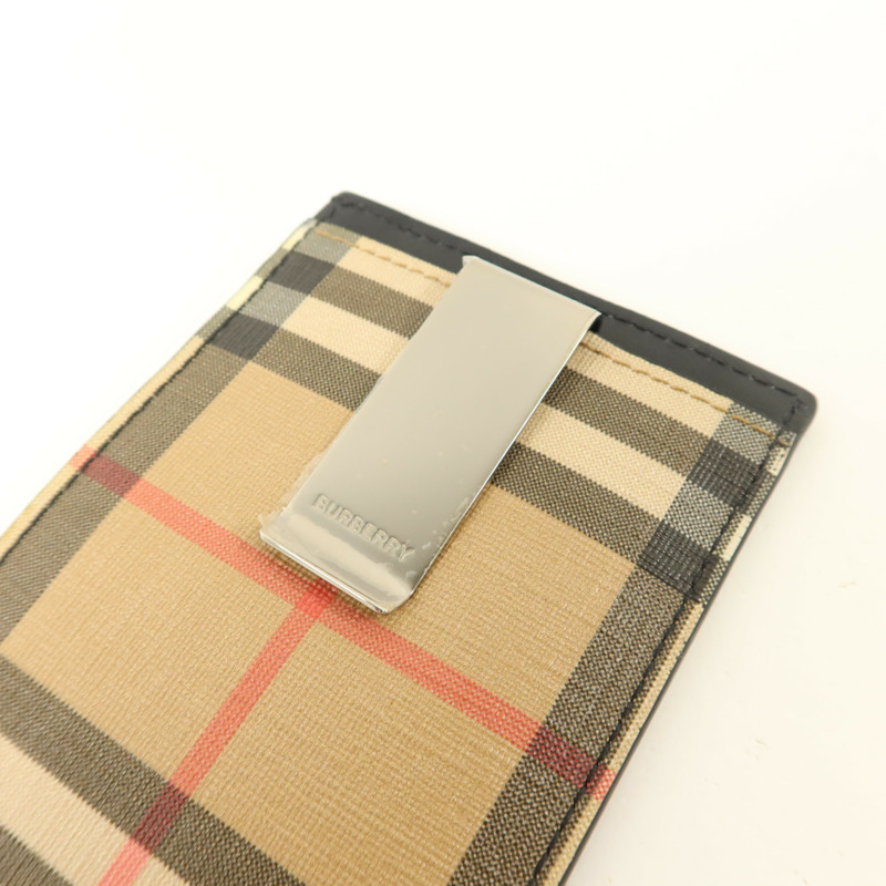 BURBERRY 牛皮皮革/塗層帆布Money Clip Card Case卡片套-8