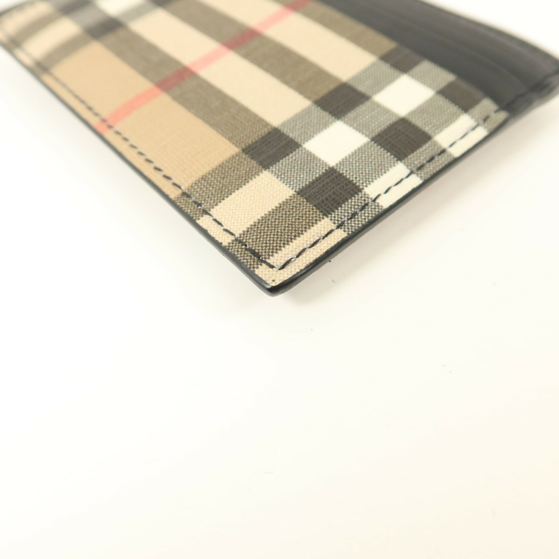 BURBERRY 牛皮皮革/塗層帆布Money Clip Card Case卡片套-9