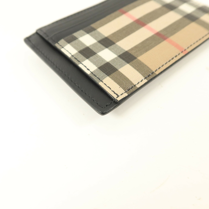 BURBERRY 牛皮皮革/塗層帆布Money Clip Card Case卡片套-10