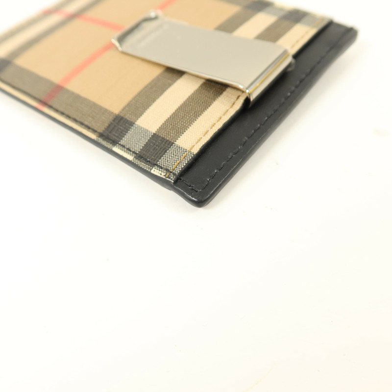 BURBERRY 牛皮皮革/塗層帆布Money Clip Card Case卡片套-11