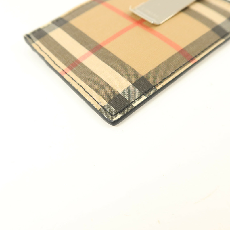 BURBERRY 牛皮皮革/塗層帆布Money Clip Card Case卡片套-12