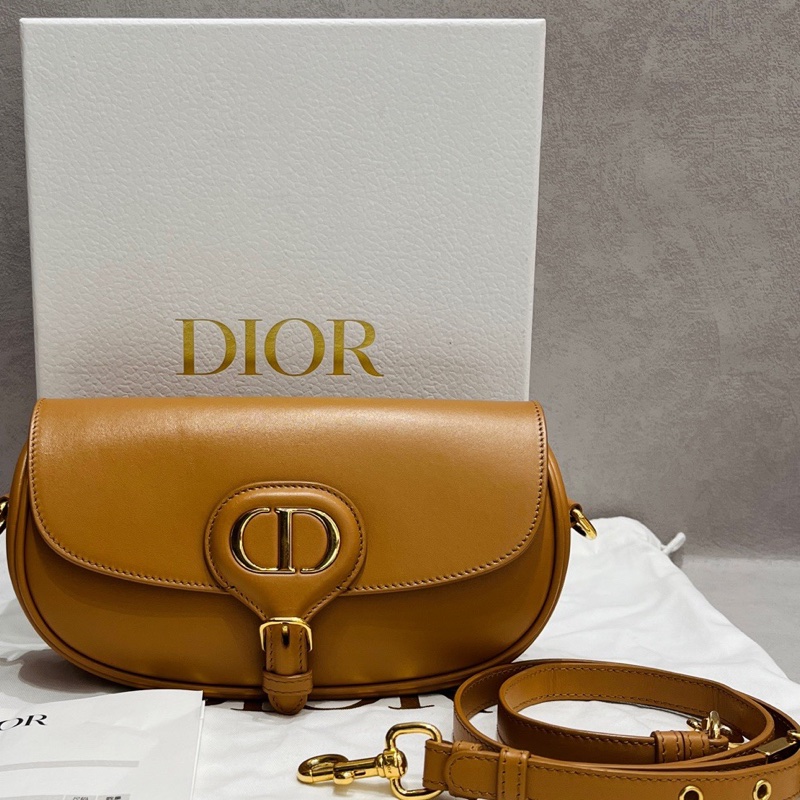 Dior迪奧Bobby橫版新月包全皮焦糖色金扣斜挎包 配件：塵袋盒子 尺寸21*12*5.5cm-2