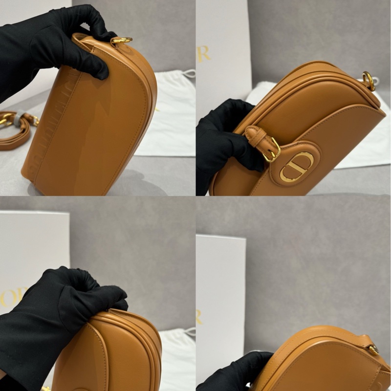 Dior迪奧Bobby橫版新月包全皮焦糖色金扣斜挎包 配件：塵袋盒子 尺寸21*12*5.5cm-3