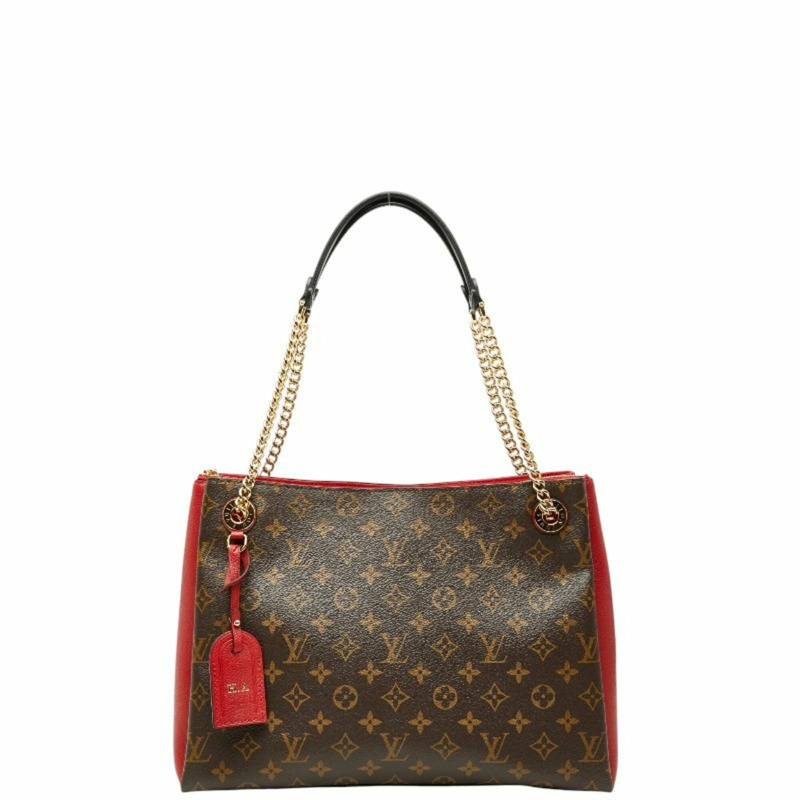 路易威登 Monogram Surenne MM 手提包、單肩包 M43773，棕色櫻桃紅皮革，女士款-0