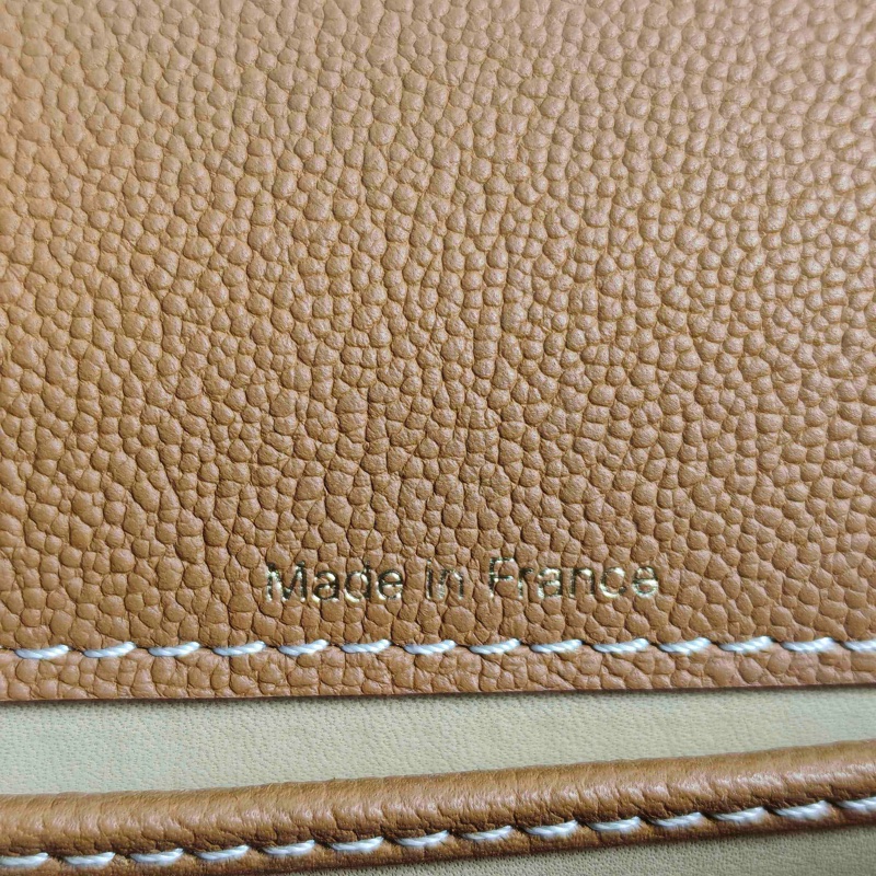 德爾沃/Delvaux 棕色顆粒牛皮外縫線手提斜挎單肩包mdg-6