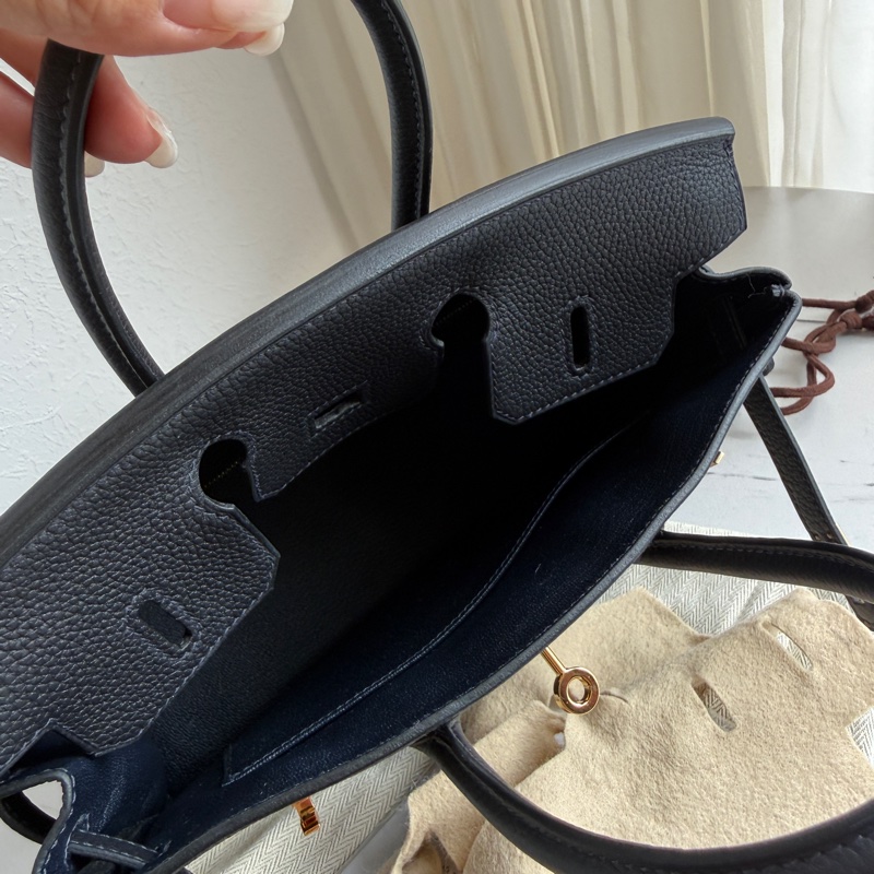 Hermes birkin25 鉑金 深藍金釦超級美-10