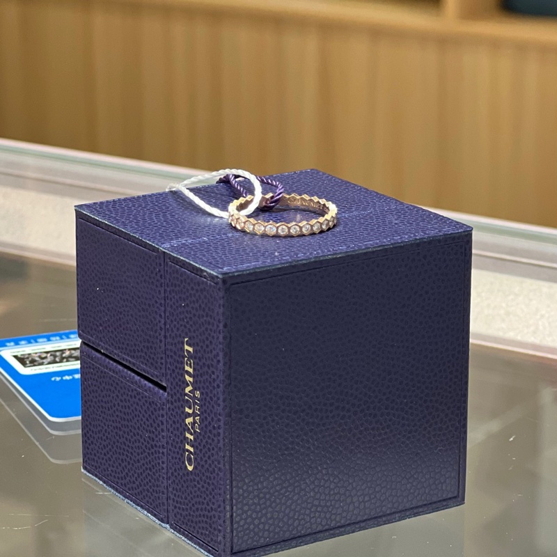 Chaumet尚美巴黎窄版玫瑰金满钻爱巢戒指-2