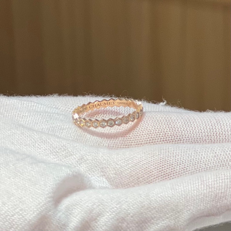 Chaumet尚美巴黎窄版玫瑰金满钻爱巢戒指-3