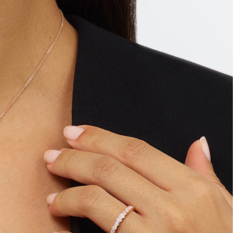 Chaumet尚美巴黎窄版玫瑰金满钻爱巢戒指-5