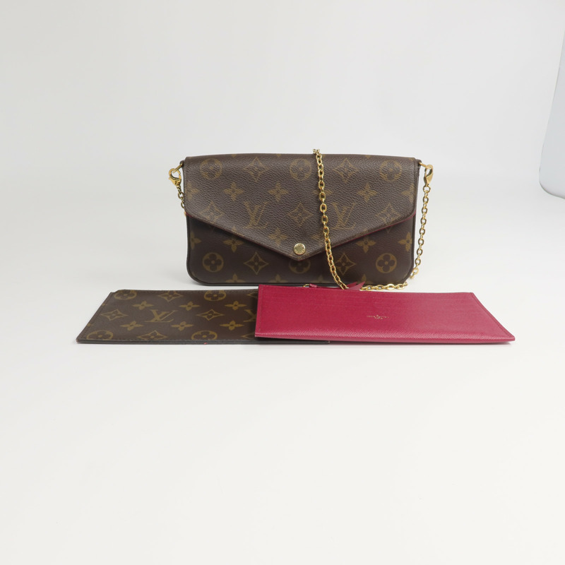 LOUIS VUITTON Monogram Pochette Felicie金扣鏈帶肩背袋-7