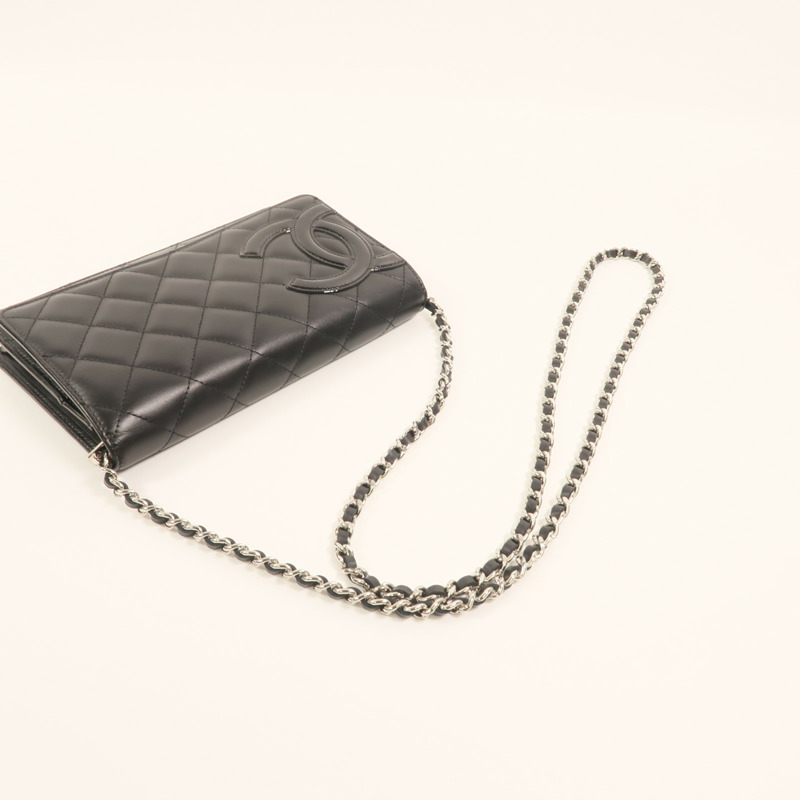 CHANEL 牛皮皮革Cambon Wallet on Chain鏈帶肩背袋-8