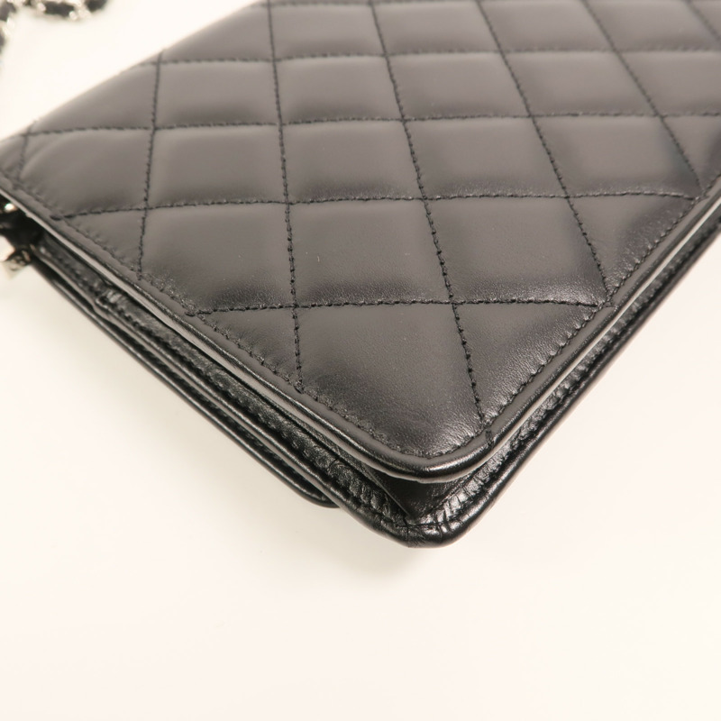 CHANEL 牛皮皮革Cambon Wallet on Chain鏈帶肩背袋-15