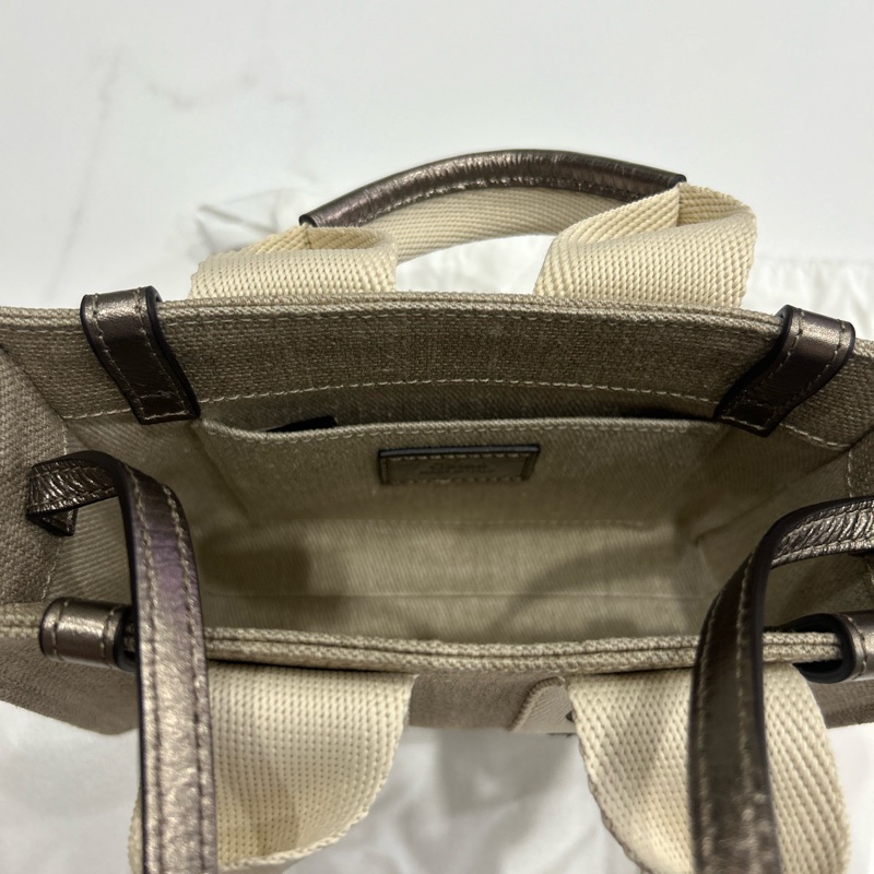 Chloe mini woody tote bag shiny grey古銅色-9
