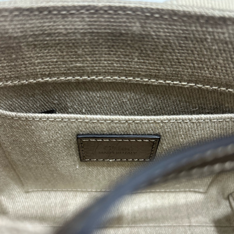 Chloe mini woody tote bag shiny grey古銅色-10