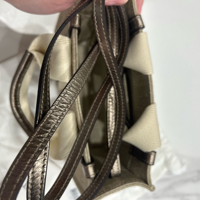 Chloe mini woody tote bag shiny grey古銅色-14