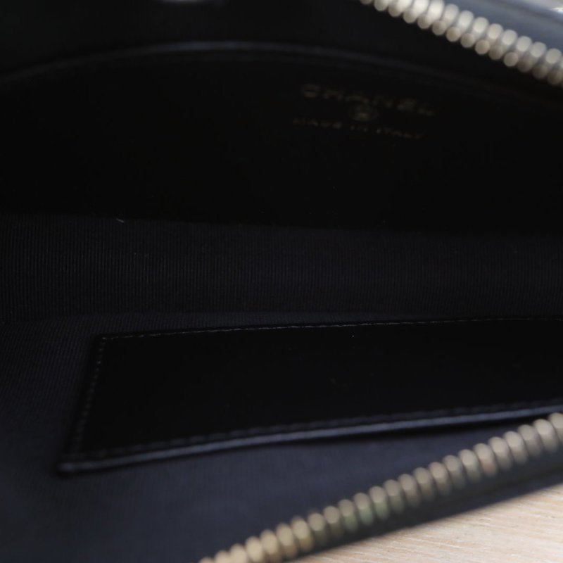 CHANEL 23K19Bag皮穿鏈Hobo腋下包小號黑色牛皮金扣肩背包-2