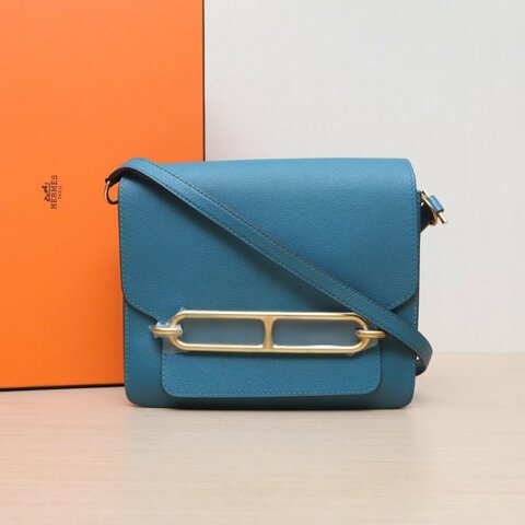 HERMES Roulis豬鼻子23博斯普魯斯綠EC皮D刻金扣肩背包
