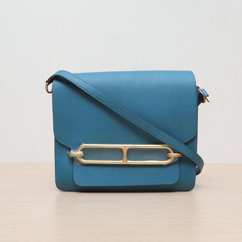 HERMES Roulis豬鼻子23博斯普魯斯綠EC皮D刻金扣肩背包-1