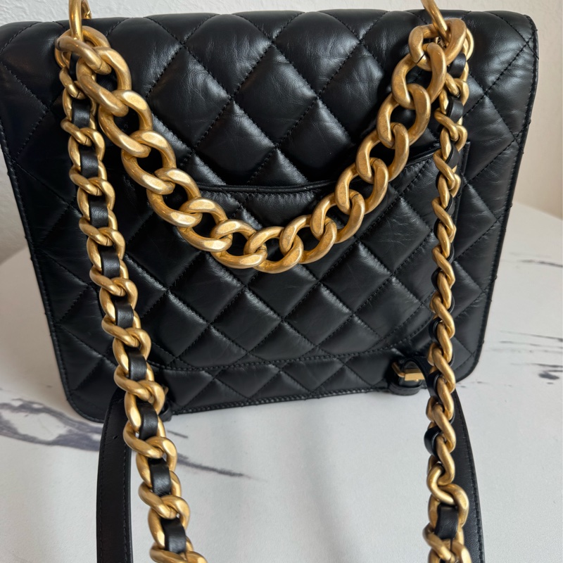 Chanel 黑菱格口蓋後背包  上身超美❤️‍🔥❤️‍🔥-28