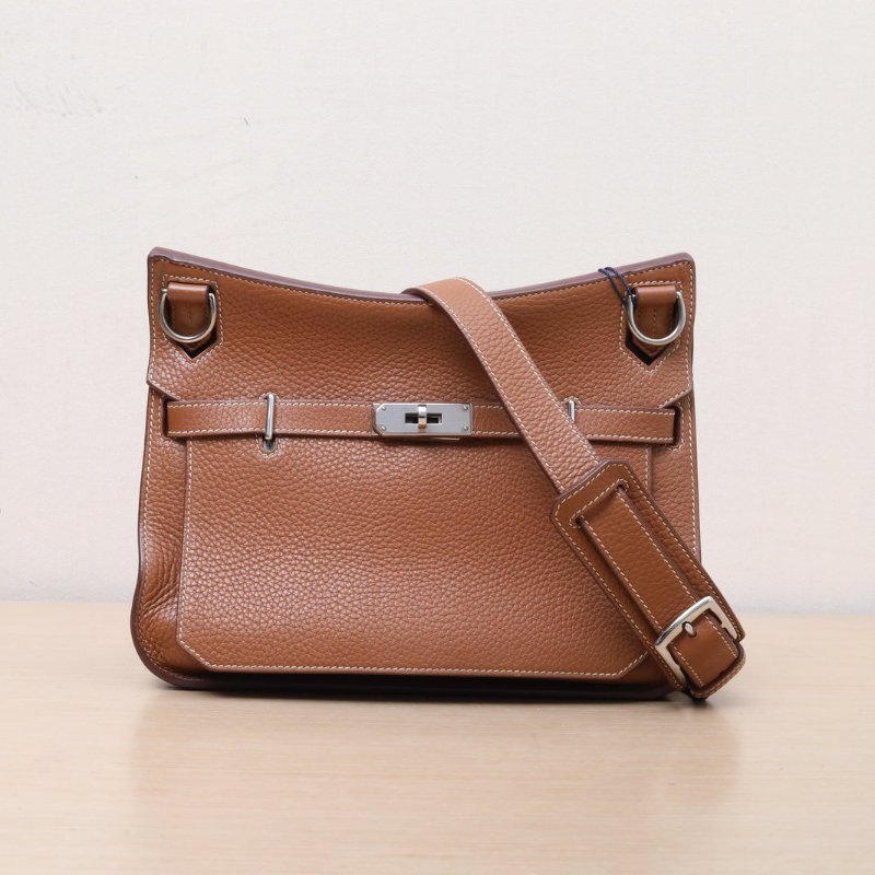 HERMES 吉普賽Jypsiere2837金棕色TC皮X刻銀扣肩背包-1