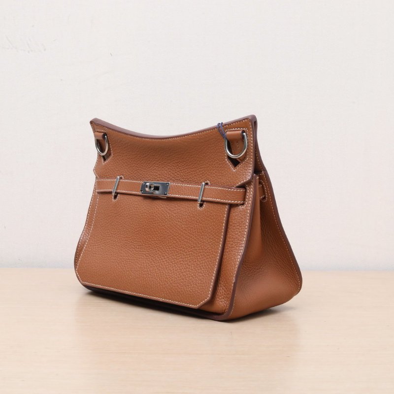 HERMES 吉普賽Jypsiere2837金棕色TC皮X刻銀扣肩背包-3