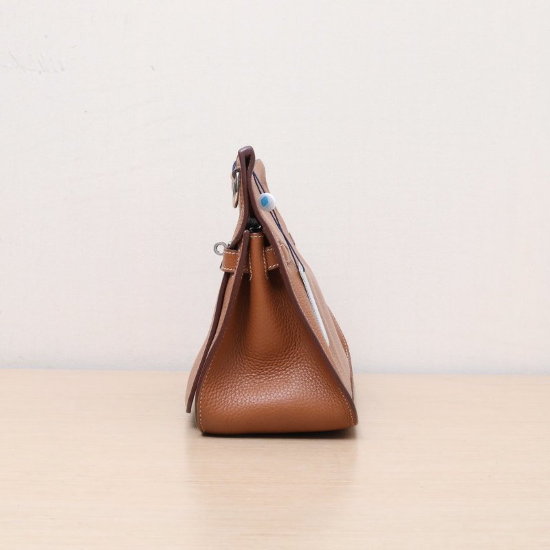 HERMES 吉普賽Jypsiere2837金棕色TC皮X刻銀扣肩背包-4