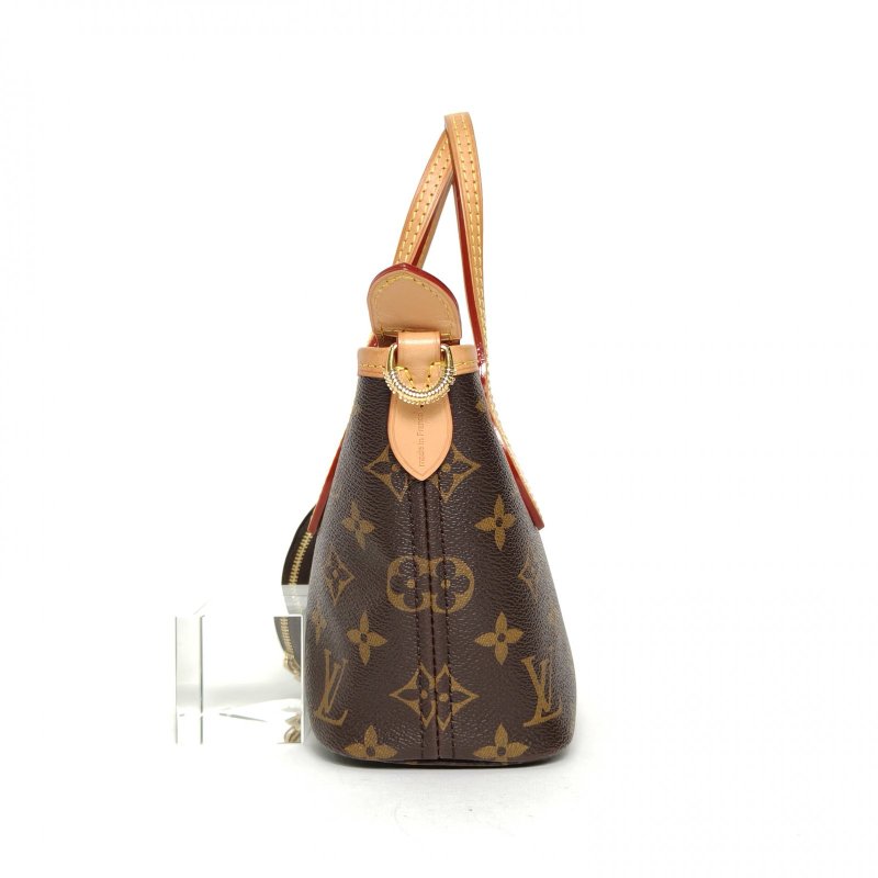 LOUIS VUITTON NeverfullBB米棕寬肩帶老花PVC金扣晶片肩背包-3