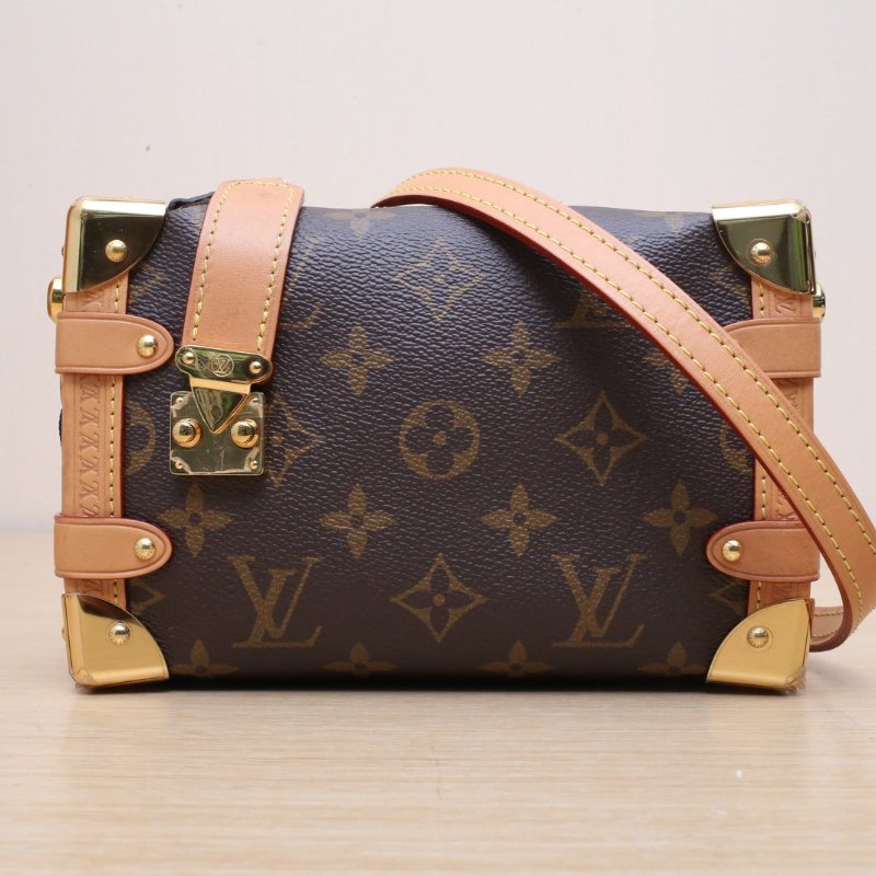 LOUIS VUITTON SideTrunk軟盒子包小號18老花PVC晶片肩背包-1