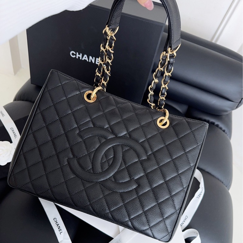 【近新閒置品】Chanel 香奈兒 gst 黑金 荔枝紋牛皮 托特包tote 單肩包-2