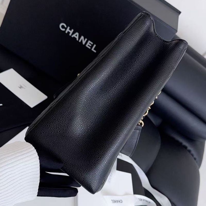 【近新閒置品】Chanel 香奈兒 gst 黑金 荔枝紋牛皮 托特包tote 單肩包-4