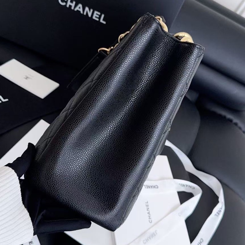 【近新閒置品】Chanel 香奈兒 gst 黑金 荔枝紋牛皮 托特包tote 單肩包-5