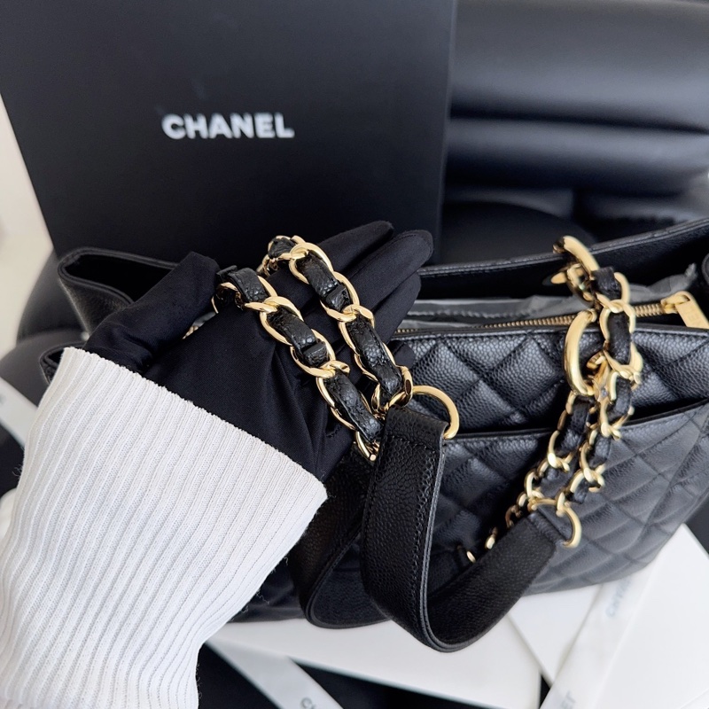 【近新閒置品】Chanel 香奈兒 gst 黑金 荔枝紋牛皮 托特包tote 單肩包-7