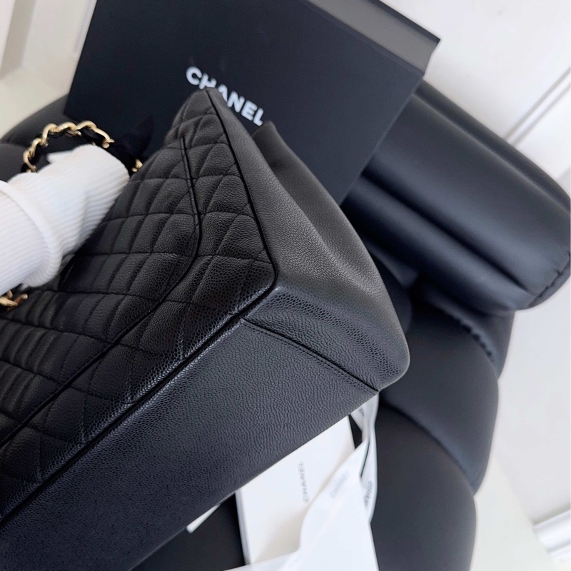 【近新閒置品】Chanel 香奈兒 gst 黑金 荔枝紋牛皮 托特包tote 單肩包-12