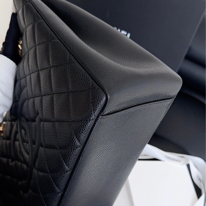 【近新閒置品】Chanel 香奈兒 gst 黑金 荔枝紋牛皮 托特包tote 單肩包-14