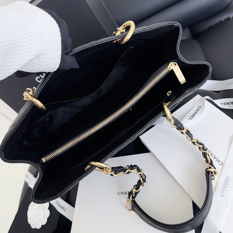 【近新閒置品】Chanel 香奈兒 gst 黑金 荔枝紋牛皮 托特包tote 單肩包-16