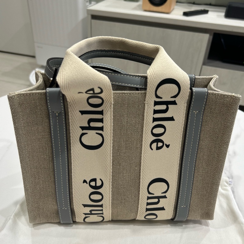 Chloe small woody tote bag 灰藍色-6