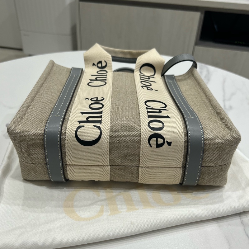 Chloe small woody tote bag 灰藍色-7